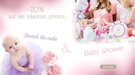 20% de réduction sur les séances photos Babyshower et Smash the Cake pour leur lancement !