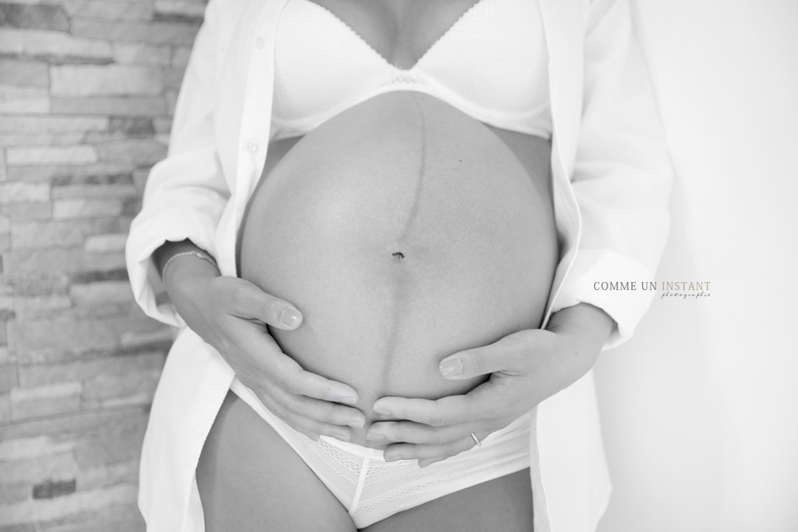 femme enceinte asiatique - grossesse en extérieur - femme enceinte habillée - ventre nu - photographie grossesse - photographe à domicile de grossesse à Alfortville (94140 Val de Marne 94) et sa région