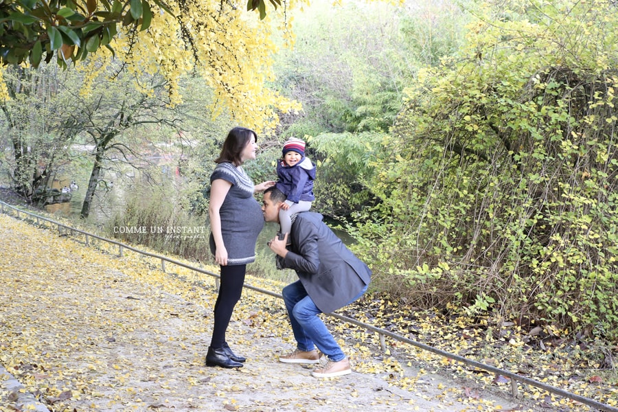 Photos de maternité en couple automne Courbevoie