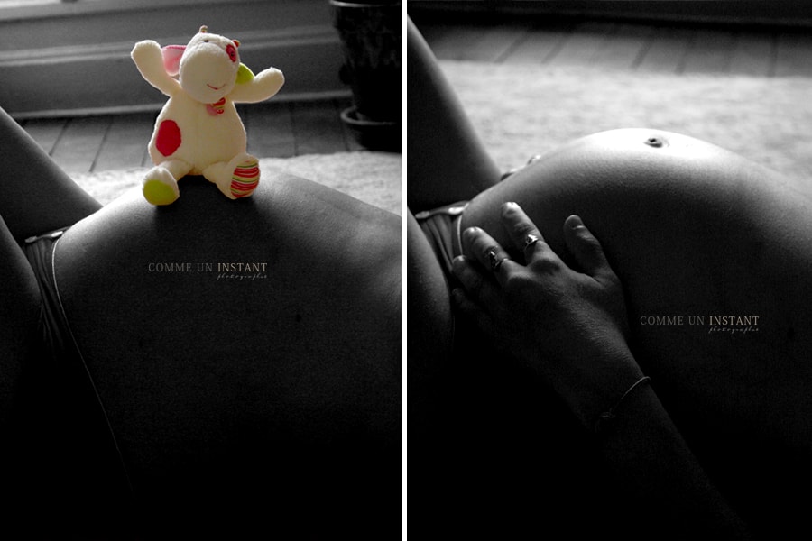 photographe pro grossesse studio - photographe professionnelle grossesse - ventre nu - photographe a domicile de femmes enceintes - couleur isolée